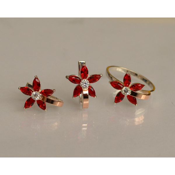 Серебряный набор с золотыми напайками (034)