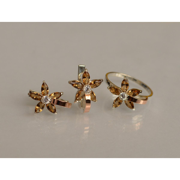 Серебряный набор с золотыми напайками (034)