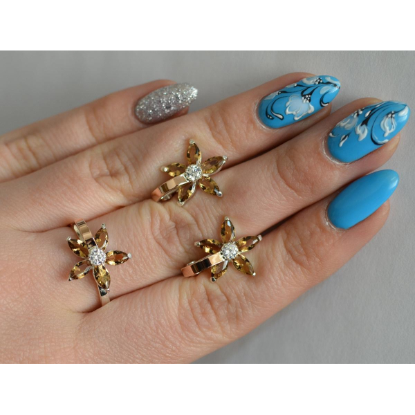 Серебряный набор с золотыми напайками (034)