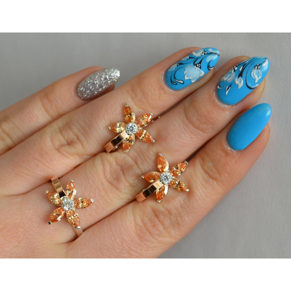 Серебряный набор с золотыми напайками (034)