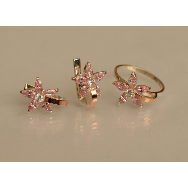 Серебряный набор с золотыми напайками (034)