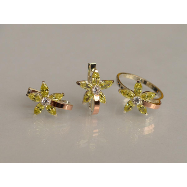 Серебряный набор с золотыми напайками (034)