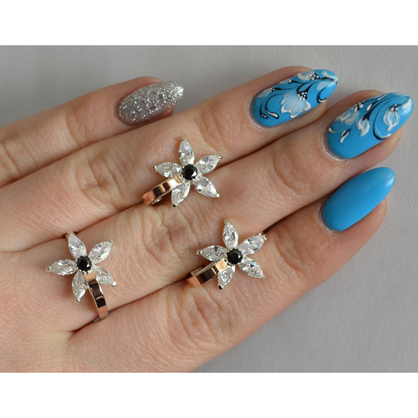 Серебряный набор с золотыми напайками (034)