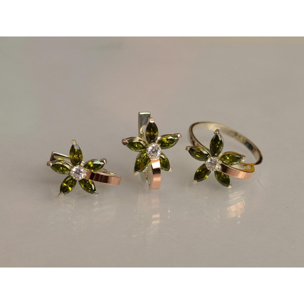 Серебряный набор с золотыми напайками (034)