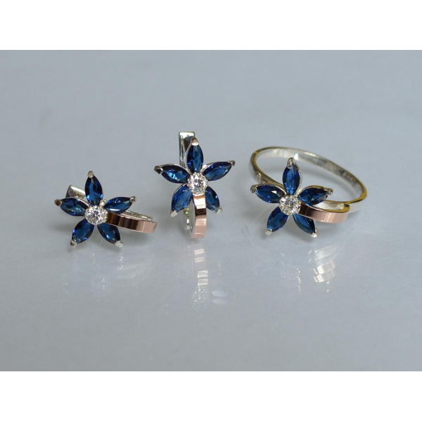 Серебряный набор с золотыми напайками (034)