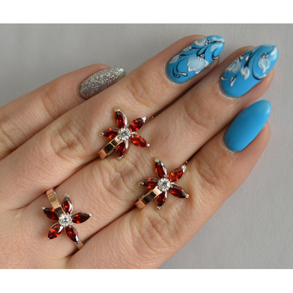 Серебряный набор с золотыми напайками (034)