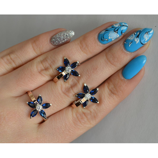 Серебряный набор с золотыми напайками (034)