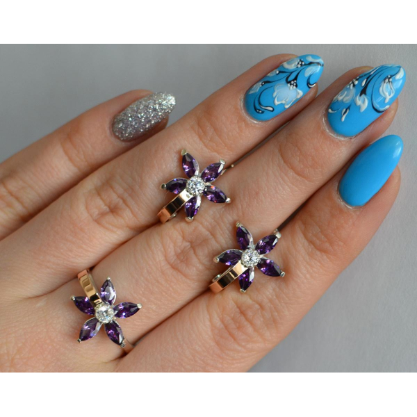 Серебряный набор с золотыми напайками (034)