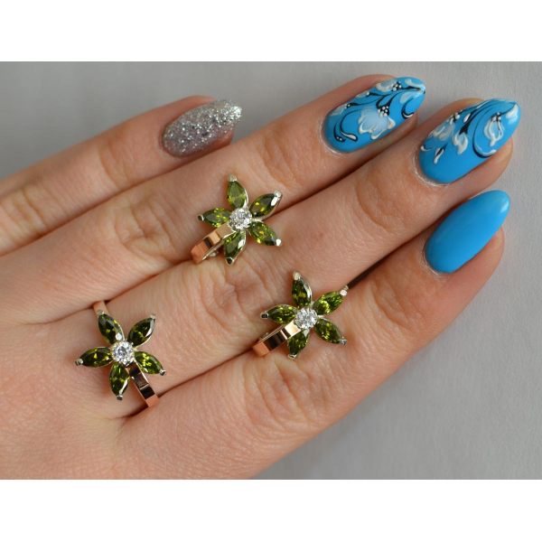 Серебряный набор с золотыми напайками (034)