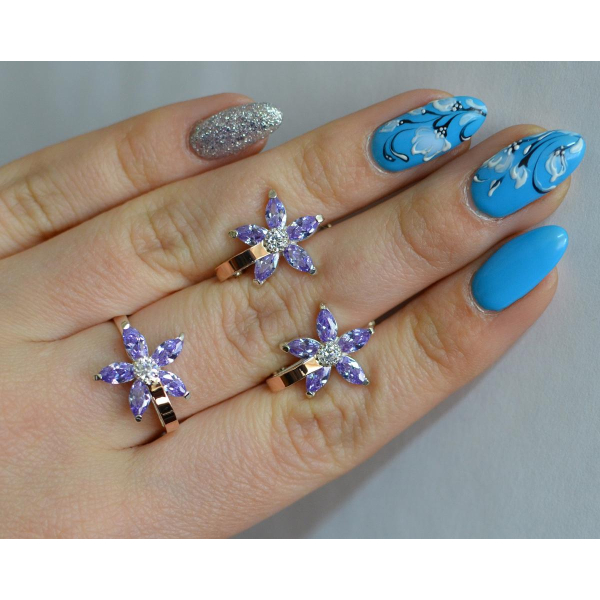 Серебряный набор с золотыми напайками (034)