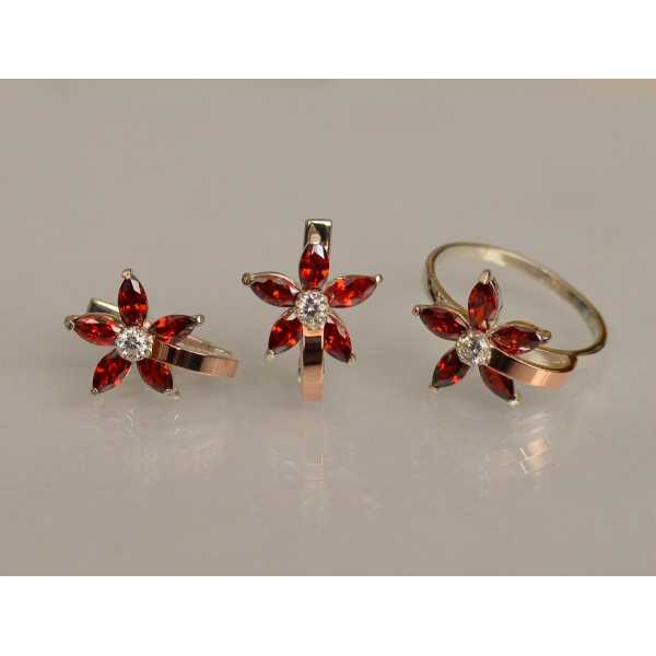 Серебряный набор с золотыми напайками (034)