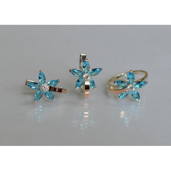 Серебряный набор с золотыми напайками (034)