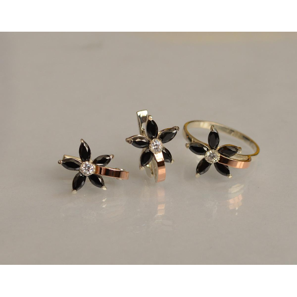 Серебряный набор с золотыми напайками (034)