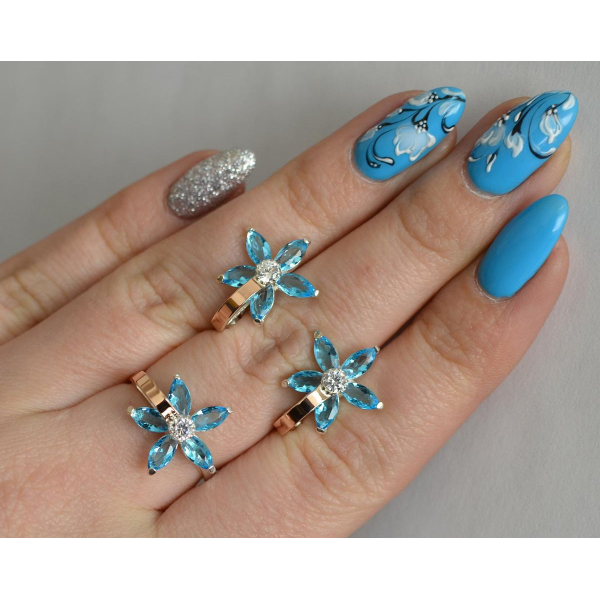 Серебряный набор с золотыми напайками (034)