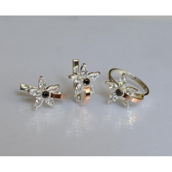 Серебряный набор с золотыми напайками (034)