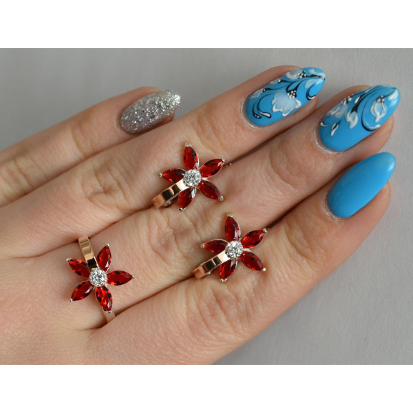 Серебряный набор с золотыми напайками (034)