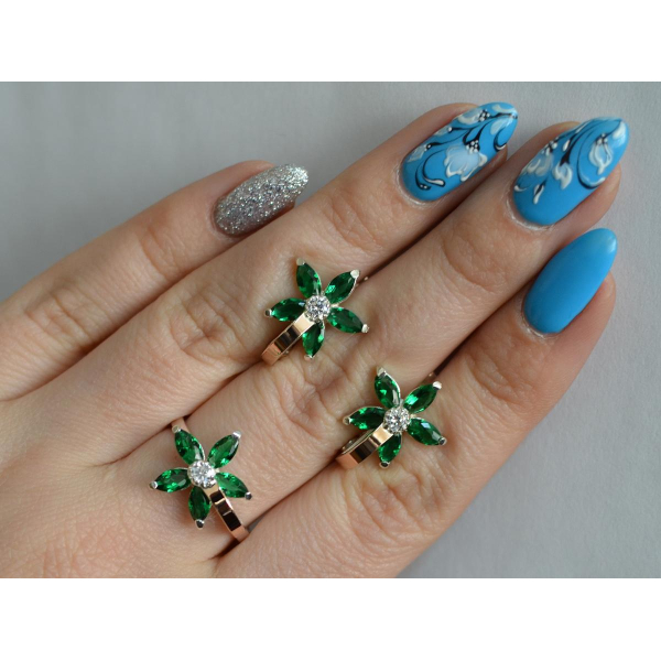 Серебряный набор с золотыми напайками (034)