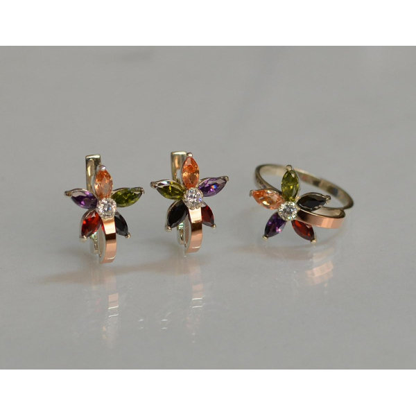 Серебряный набор с золотыми напайками (034)