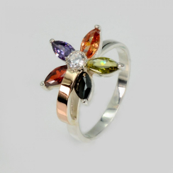 Серебряное кольцо с золотыми вставками