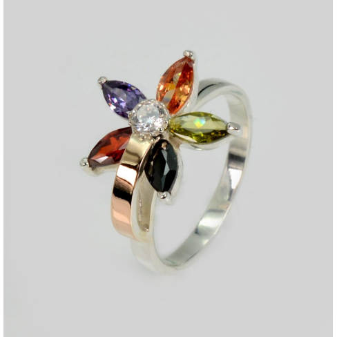 Срібна каблучка з золотими вставками