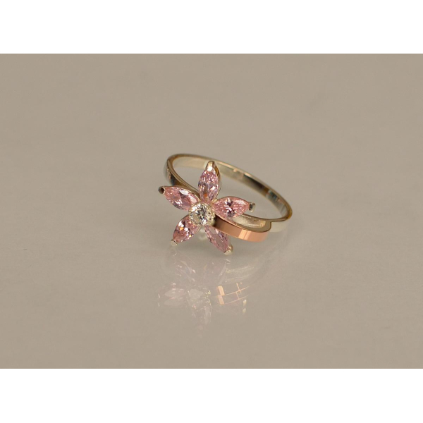 Серебряное кольцо с золотыми вставками (034к)