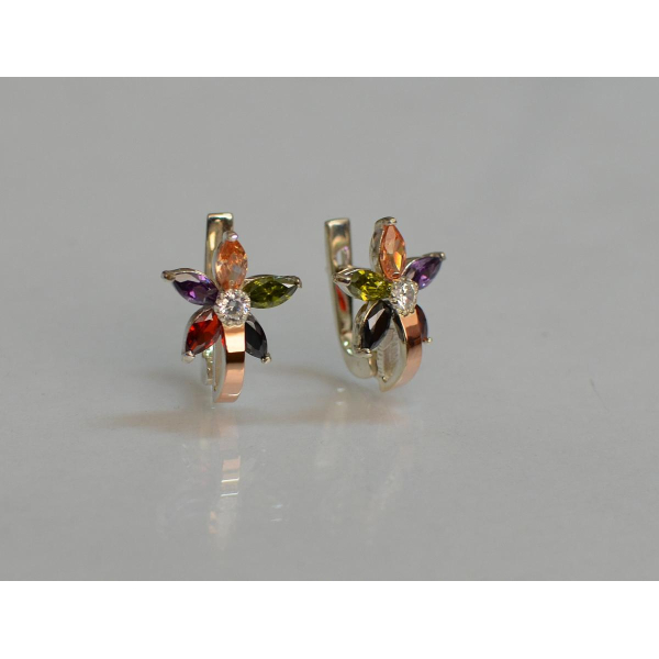 Серебряные серьги с напайками из золота (034с)