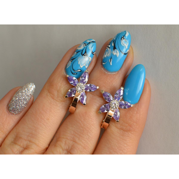 Серебряные серьги с напайками из золота (034с)