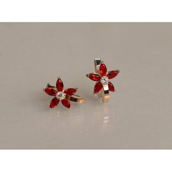 Серебряные серьги с напайками из золота (034с)