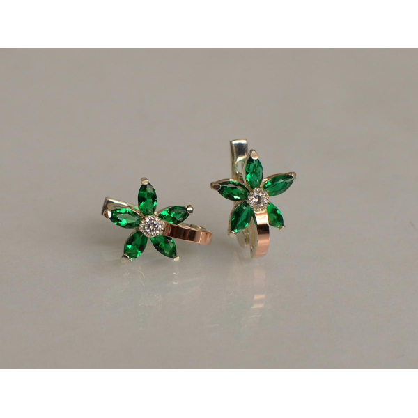 Серебряные серьги с напайками из золота (034с)