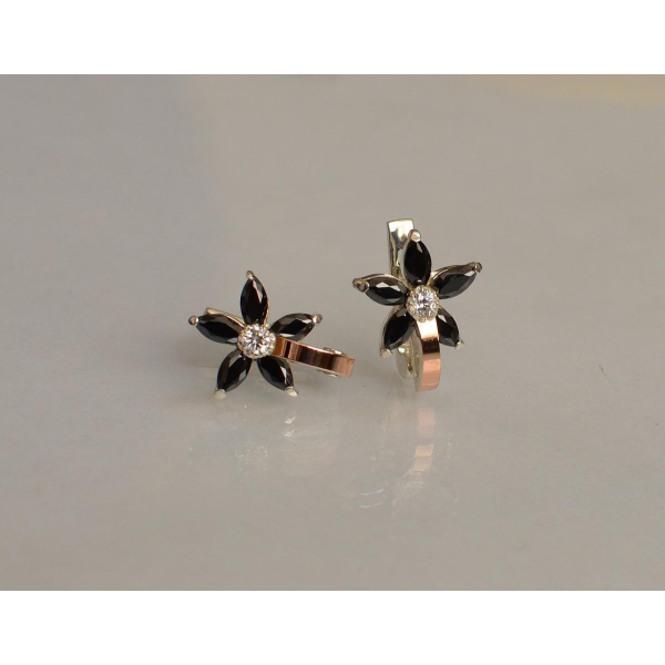 Серебряные серьги с напайками из золота (034с)