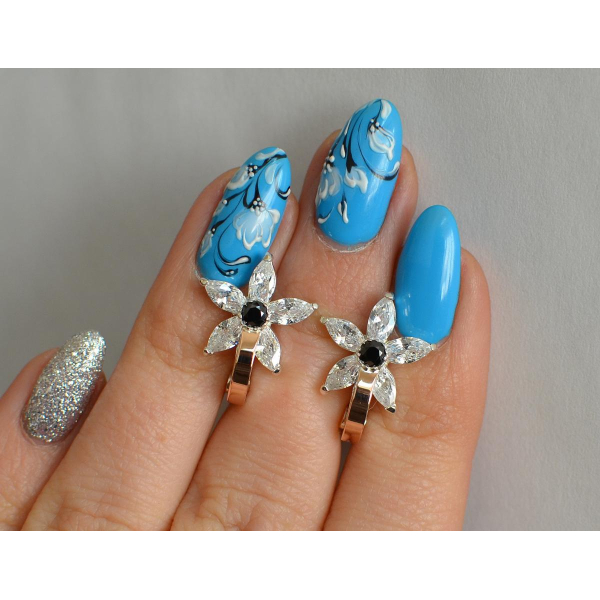 Серебряные серьги с напайками из золота (034с)