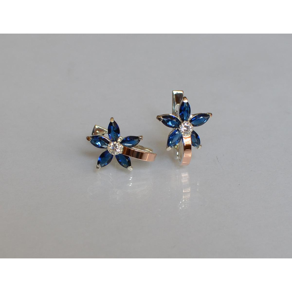 Серебряные серьги с напайками из золота (034с)