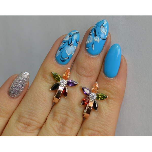 Серебряные серьги с напайками из золота (034с)