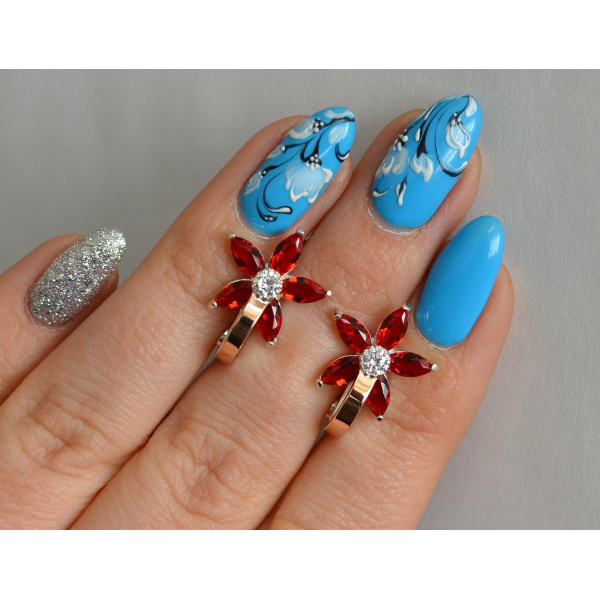 Серебряные серьги с напайками из золота (034с)