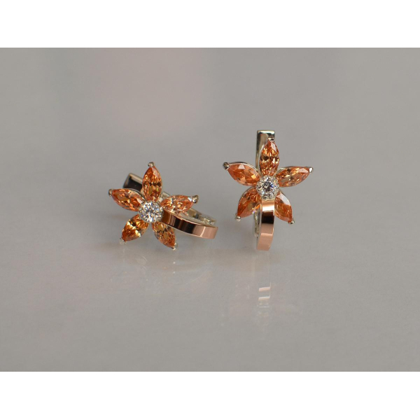 Серебряные серьги с напайками из золота (034с)