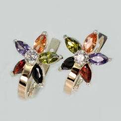 Серебряные серьги с напайками из золота