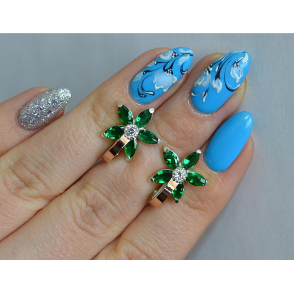 Серебряные серьги с напайками из золота (034с)