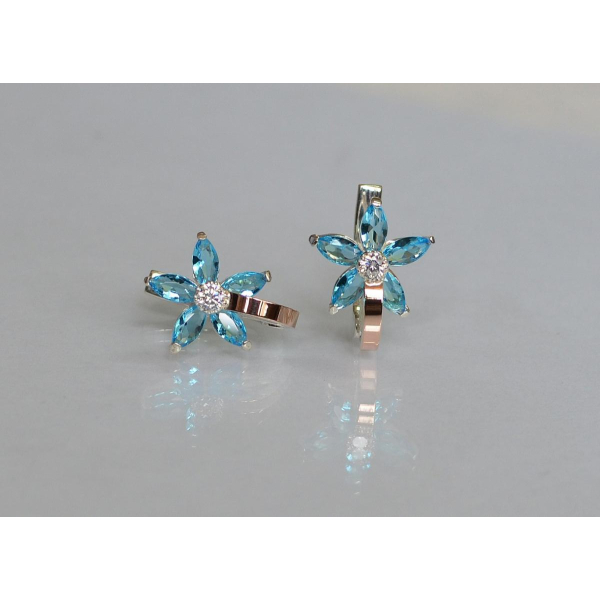 Серебряные серьги с напайками из золота (034с)