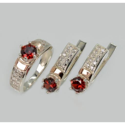 Серебряный гарнитур с пластинами из золота