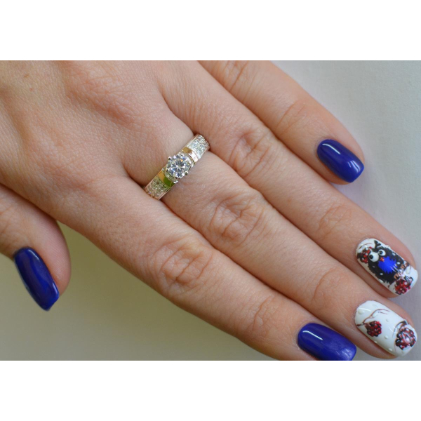 Серебряное кольцо с золотыми напайками (035к)