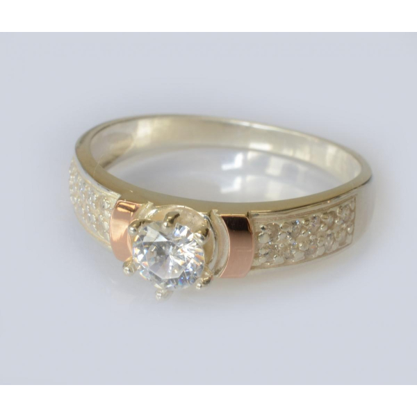 Серебряное кольцо с золотыми напайками (035к)