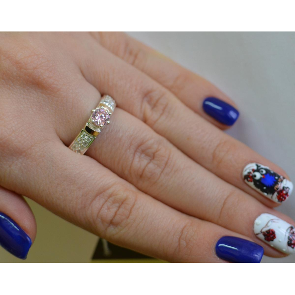 Серебряное кольцо с золотыми напайками (035к)