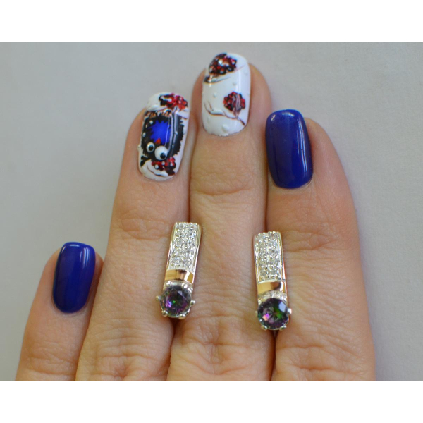 Серебряные серьги со вставками из золота (035с)