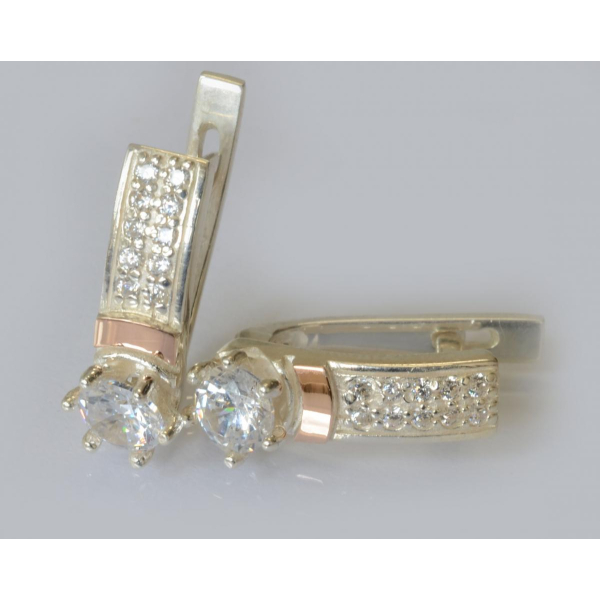 Серебряные серьги со вставками из золота (035с)