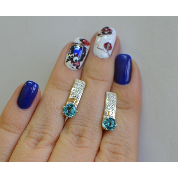 Серебряные серьги со вставками из золота (035с)