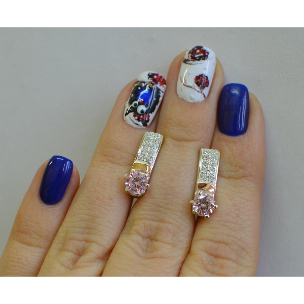 Серебряные серьги со вставками из золота (035с)