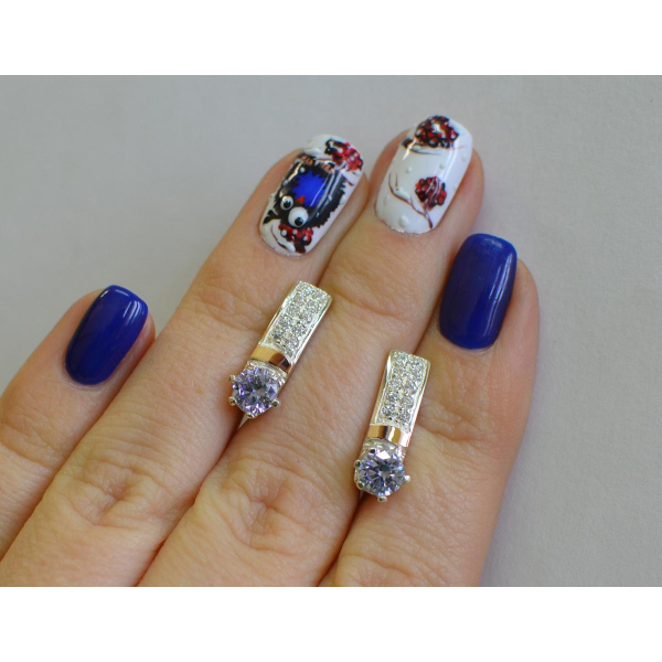 Серебряные серьги со вставками из золота (035с)