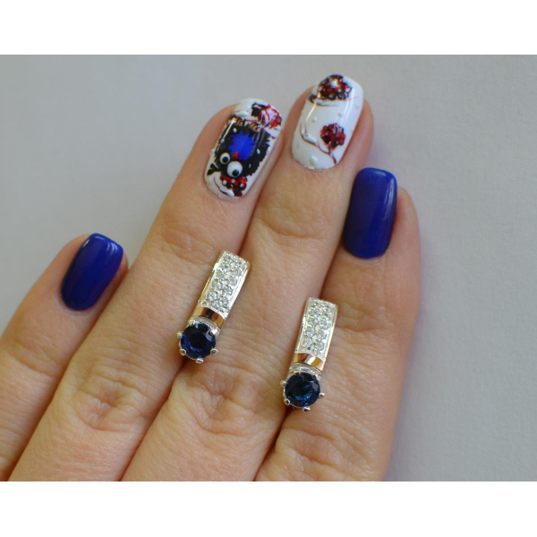 Серебряные серьги со вставками из золота (035с)