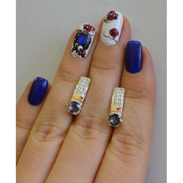 Серебряные серьги со вставками из золота (035с)