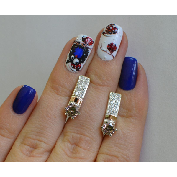 Серебряные серьги со вставками из золота (035с)